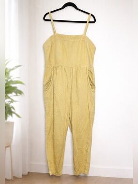 Anthropologie Postmark Yellow Linen Blend Jumpsuit | Size XL | GUC